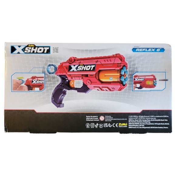 NEW X-Shot Excel Reflex 6 Blaster 90ft/27M (12x) Darts ZURU Age: 8+ - Picture 2 of 2